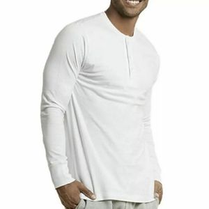 MEN'S 3 BUTTON LONG SLEEVE HENLEY - White